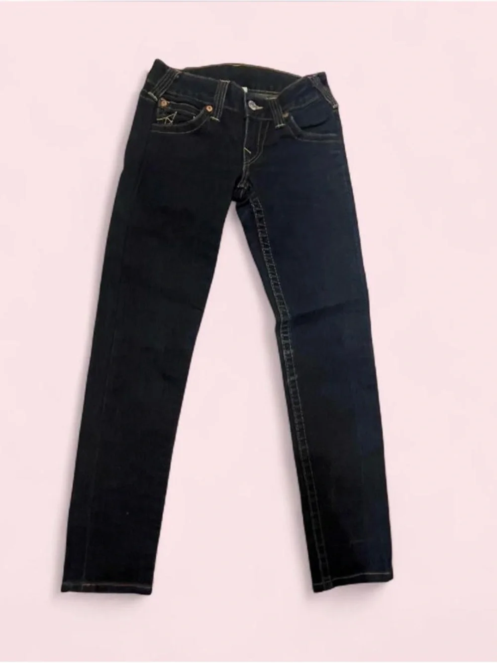 True Religion Dark Blue Straight Leg Jeans with Signature Back Stitch in size 29 - Picture 3 of 8